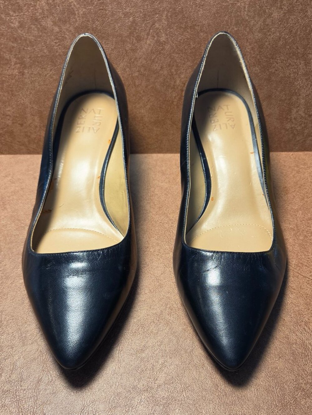 Naturalizer Pippa Black Leather Kitten Heel Women's Dress Shoes- Size 12W